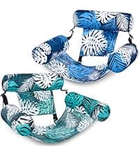 SLOOSH Pool Floats Chairs Adult,Inflatable Pool Lounge,Plant Pattern Floating Mat Hammock,Blow up Water Chairs Noodles rafts for Party Summer Water Beach Fun