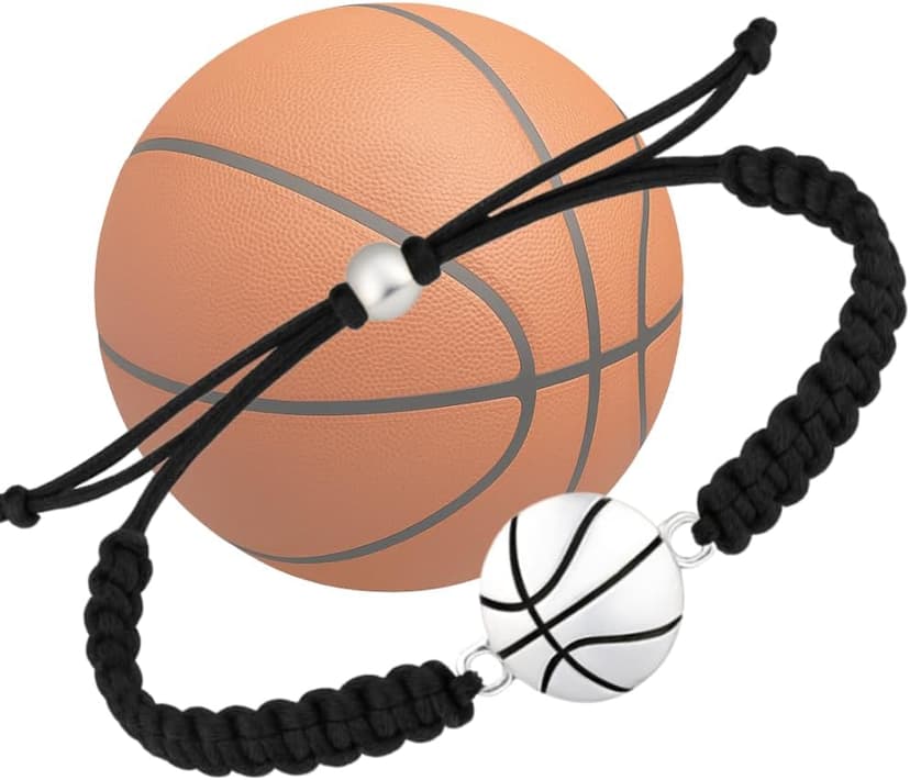 Sportybella Unisex Basketball Charm Bracelet - Adjustable Friendship Bracelet With Basketball Charm
