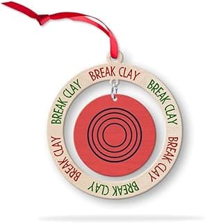 Shooting Target Shaped Christmas Ornament, Shooting Clay Ornaments, Skeet Shooter Decor, Shoot Sport Player Wooden Ornament for Xmas Tree, Keepsake Gift for Shooters Men Him Dad Brother, Break Clay