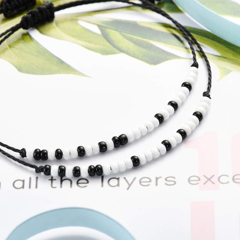 Gifts for Girlfriend Boyfriend His Her Tarsus Pinky Promise Couple Bracelets Set Morse Code Jewelry B083NCSP9Z