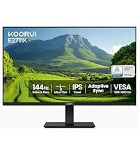 KOORUI 27 Inch QHD (2560x1440) IPS HDR Ultra-Thin Computer Gaming Monitor, 120Hz Refresh Rate, DCI-P3 95%, FreeSync & G-Sync, 1ms MPRT, VESA 100x100mm, Tilt Adjustable for Game and Work, E2721H