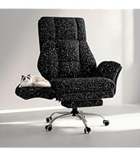 Big and Tall Office Chair, Flip Armrests for Pets & Cross Legged Sitting, Executive Ergonomic Computer Gaming Chair with Foot Rest, Teddy Fleece Wide Seat Reclining Desk Chair, White Vanity Chair
