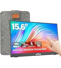 InnoView Portable Monitor 15.6" 1080P for Laptop with Protective Sleeve, Built-in 90° Adjustable Stand USB C HDMI Ultra-Slim Portable Laptop Monitor for MacBook Phone PS Xbox Switch