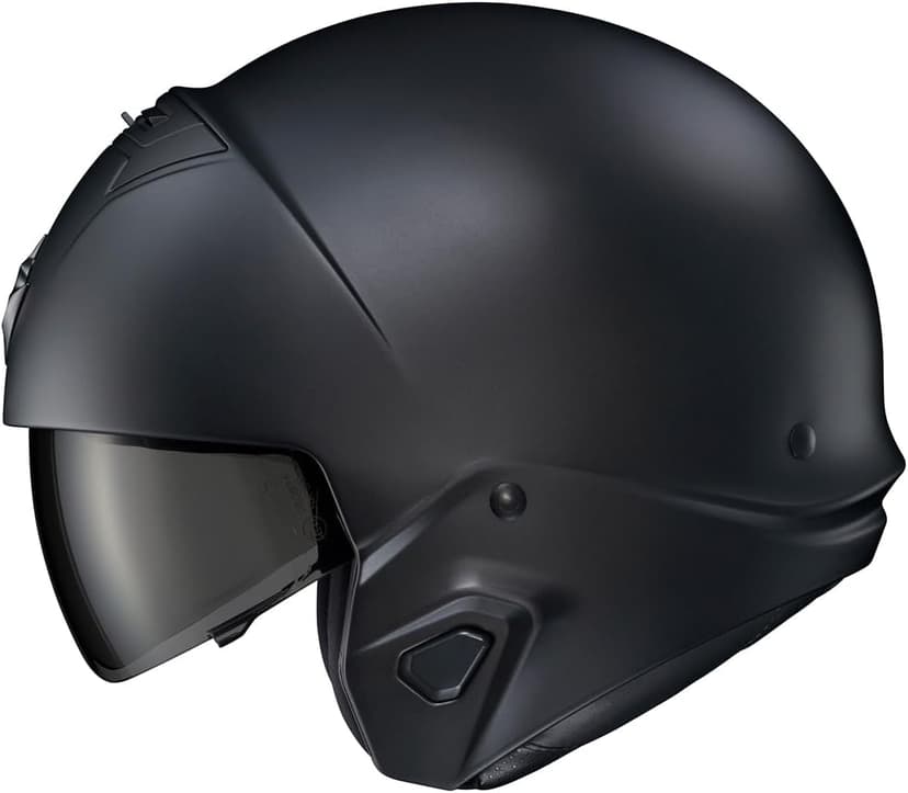 ScorpionEXO Covert 2 Open Face 3/4 Full Mode Motorcycle Helmet Bluetooth Ready Speaker Pockets Interchangeable Mouth Cover DOT Approved Solid (Matte Black - 3X-Large)