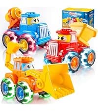JOYIN 3 Pack Monster Truck Toy - Motion Activated Light Up Cars for Toddlers - Monster Glow Rover LED Wheels - Baby Boy Toys - Press and Go Dinosaur Trucks for Kids Boys Birthday Gifts for Christmas