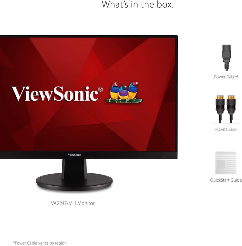 ViewSonic VA2247-MH 22 Inch 1080p Monitor, 100Hz Refresh Rate with FreeSync for Smooth Workflows, Ultra-Thin Bezels, HDMI, and VGA Inputs