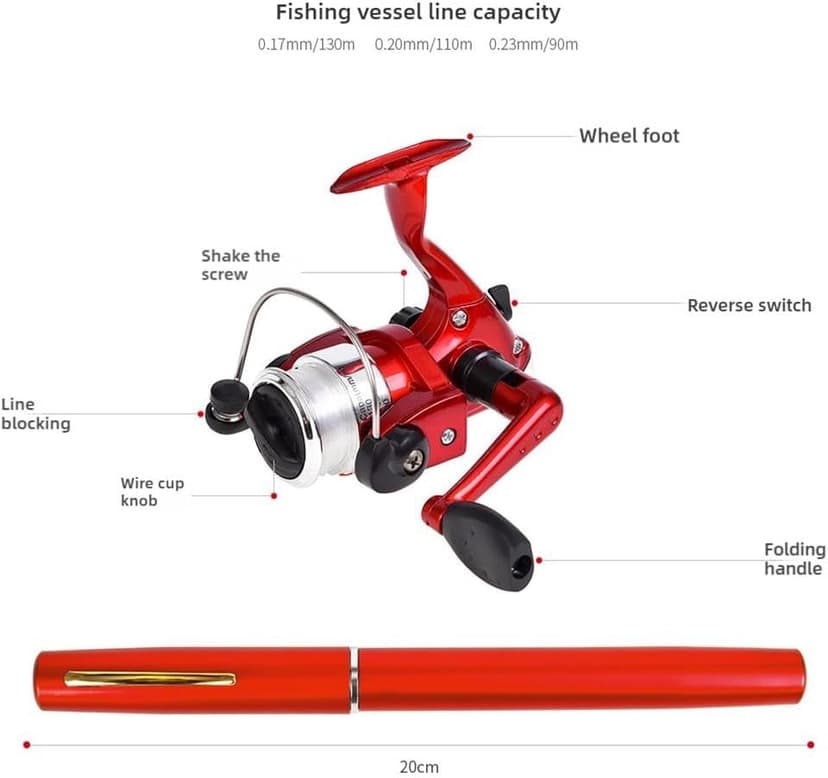BBASILIYSD Pen Fishing Rod Kit,Pocket Size Fishing Rod,Mini Pocket Telescopic Rod with Spinning Reel,Portable Collapsible Telescopic Fishing Pole,Fishing Rod Reel Combo Kit for Saltwater Freshwater