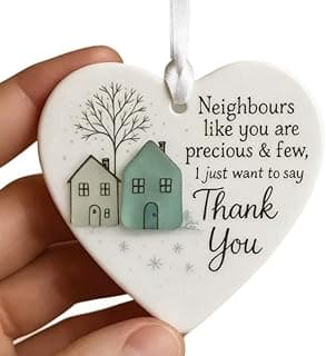 Thank You Neighbours Heart Shaped Ornament, Heart-Shaped Sea Glass Neighbor Christmas Ornaments 2025, Neighbours Like You are Precious & Few Appreciation Gifts for Neighbor