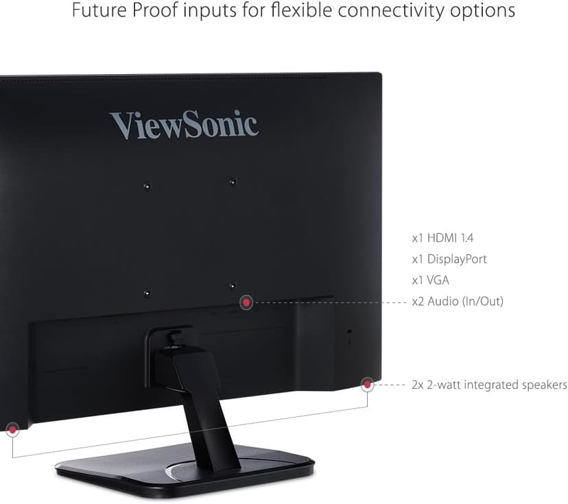 ViewSonic VA2256-MHD 22 Inch 1080p Monitor, IPS Display with FreeSync for Smooth Home and Office Viewing, HDMI, DisplayPort, and VGA Inputs