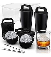 DOQAUS Ice Cube Tray with Lid and Bin - 4 Pack Silicone Ice Cube Trays for Freezer, Stackable Ice Bucket Kits with Storage Container & Scoop for Kitchen, RV, Cocktail, Coffee