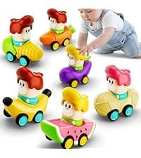 Infant Play Vehicle Set, Push Go Friction Car, Montessori Toy for 6-9-12-18 Months, 1st Birthday Gifts for 1-2 Years Old Girl iPlay, iLearn Baby Press to Go Car Toys for Toddlers 1-3, 1 Yr Old Boy Gift B0BTBV51KY