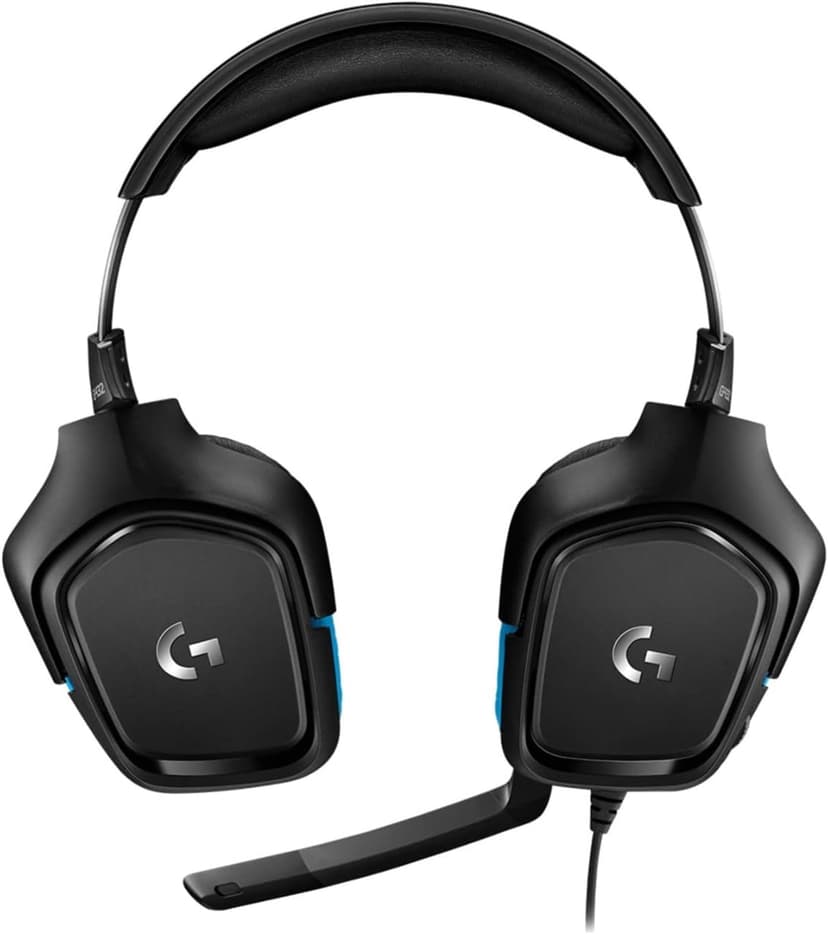 Logitech G432 Wired Gaming Headset, 7.1 Surround Sound, DTS Headphone:X 2.0, Flip-to-Mute Mic, PC (Leatherette) Black/Blue