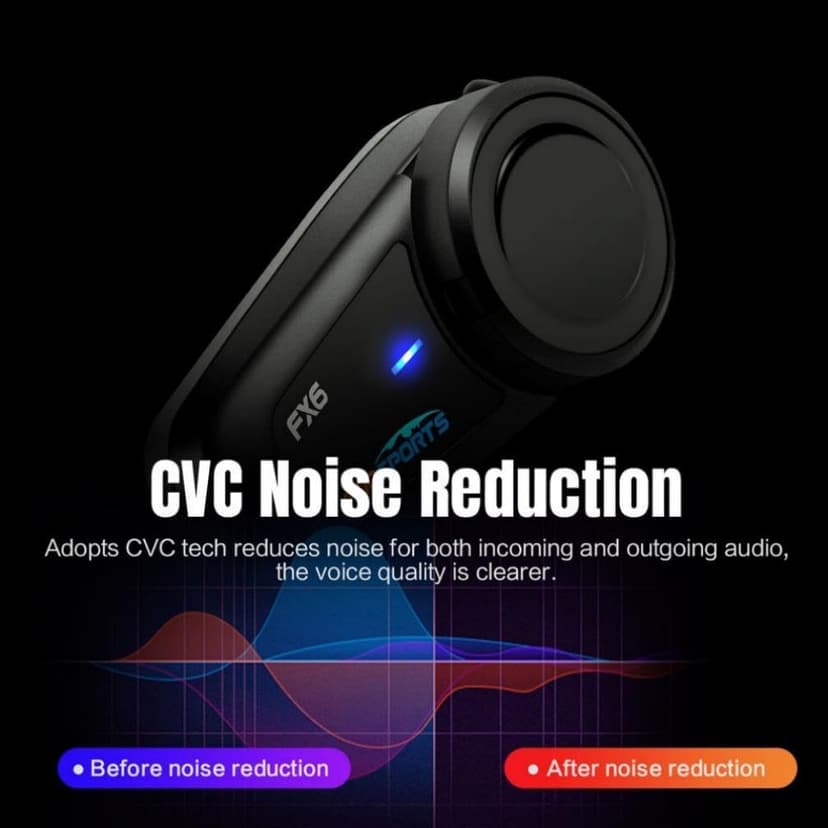 Fodsports FX6 Motorcycle Bluetooth Headset, 6 Riders Group Motorcycle Intercom Bluetooth, 1000M Motorbike Helmet Communication Systems/Voice Command/Universal Pairing/FM Radio(2 Pack)