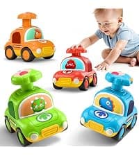 Infant Play Vehicle Set, Push Go Friction Car, Montessori Toy for 6-9-12-18 Months, 1st Birthday Gifts for 1-2 Years Old Girl iPlay, iLearn Baby Press to Go Car Toys for Toddlers 1-3, 1 Yr Old Boy Gift B0BTBV51KY