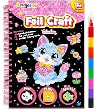 Mess-Free & No-Glue Activity,Kids Ages 4-10 Create 16 Sparkly Princess Unicorn Pictures,Halloween Toy & Birthday Gift for Kid FUNNYB&G Foil Art Craft Kit for Kids, Halloween Crafts Gift Toy for Kids B0DK6DYYD8