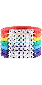 Rainbow Heishi Surfer Bracelets Set for Women Stackable Clay Beaded Bracelets Disc Stretch Preppy Bracelets Layering Colorful Friendship Bracelets Team Cheer Bulk Boho Summer Beach Jewelry Gift