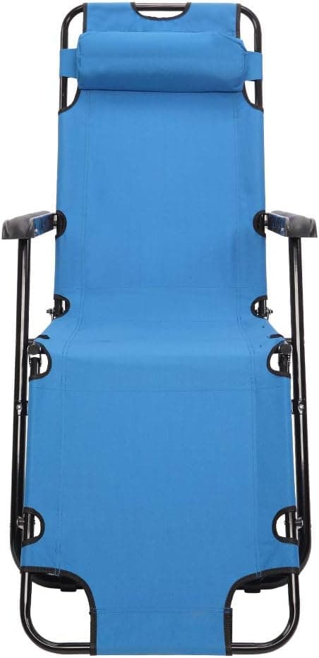 Indoor/Outdoor Stable Beach Chair, Lounge for Beach Patio Pool Lawn Yard Sunbathing Sun Tanning Adjustable Portable Chair, 330lbs Capacity, Blue