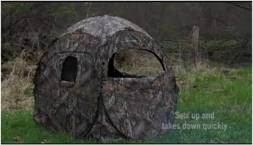 Ameristep Outhouse Lightweight Durable Hunting Spring Steel Mossy Oak Break-Up Country Ground Blind - 1 Hunter Concealment - Easy Setup & Takedown