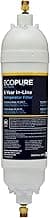 EcoPure EPINL30 5-Year In-Line Refrigerator Water Filter – Universal Fit for Most Fridges, Ice Makers, RVs & Boats – Reduces Chlorine Taste & Odor – Easy DIY Install with 1/4" Fittings