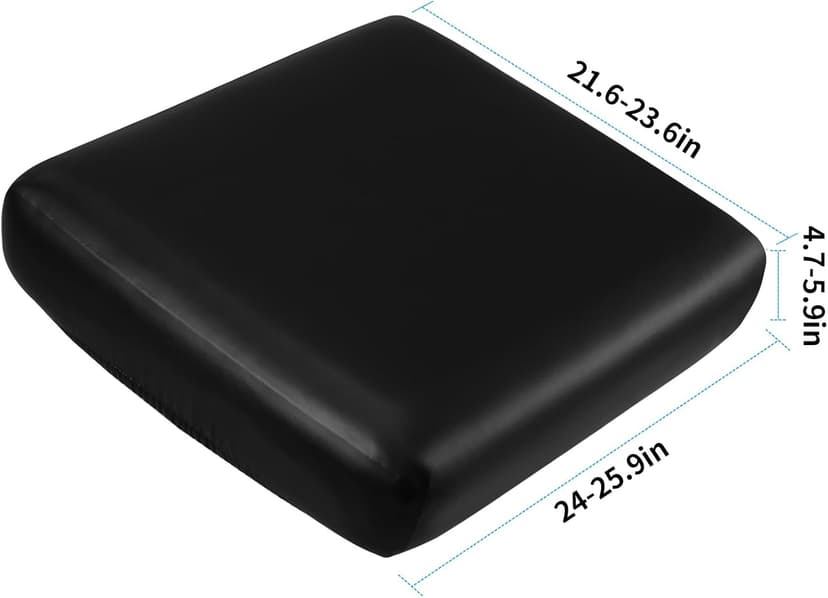 YISUN PU Leather Couch Cushion Cover, Waterproof Stretch Sofa Cushion Slipcovers, Faux Leather RV Chair Seat Covers, Loveseat Cushion Cover Replacement Chair/Furniture Protector, 2Pcs(Black)