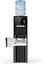 Manastin 4-in-1 Water Dispenser with Ice Maker, Hot & Cold & Room Temperature Top Loading Water Cooler with Fast Ice Making, Compatible with 3–5 Gallon Bottles, for Home and Office, Space Black