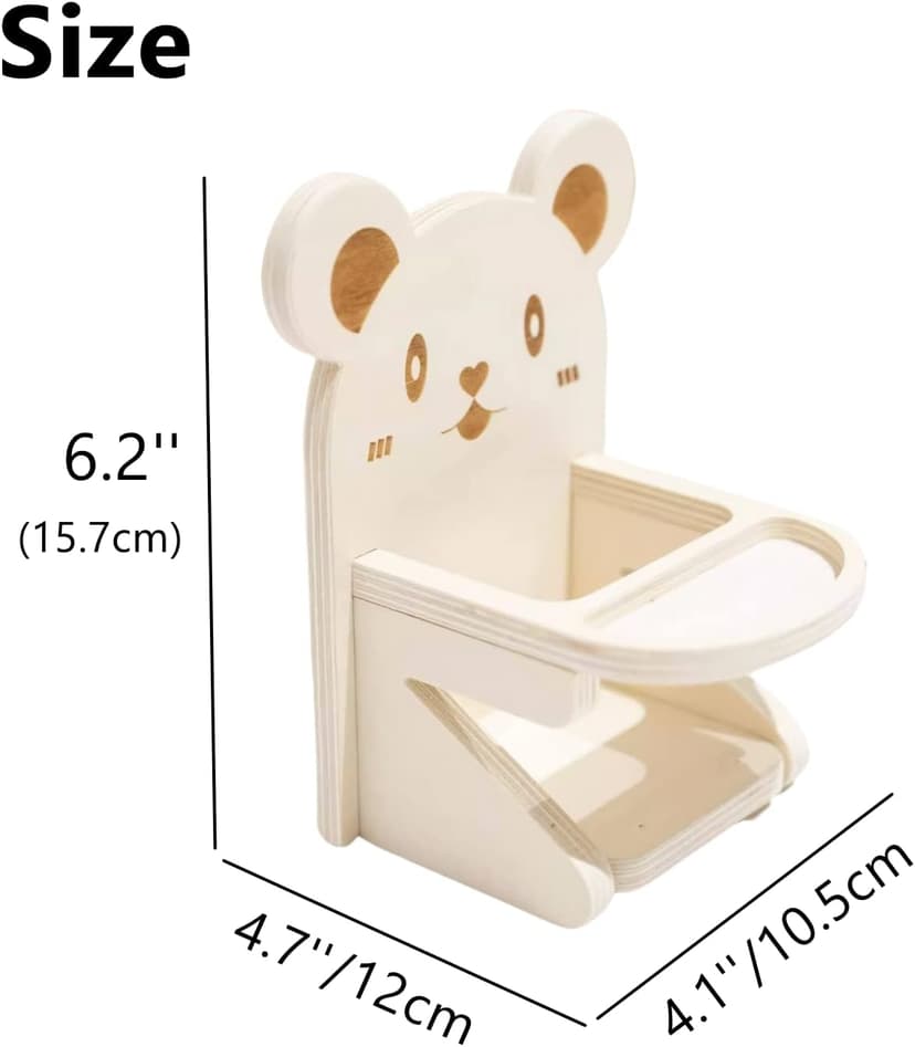Handmade Wooden Hamster Dining High Chair - Small Animal Cage Accessories Habitat Decor House Photo Props - Small Animal Toys for Mice, Rat, Hedgehog, Rodents (Wood)
