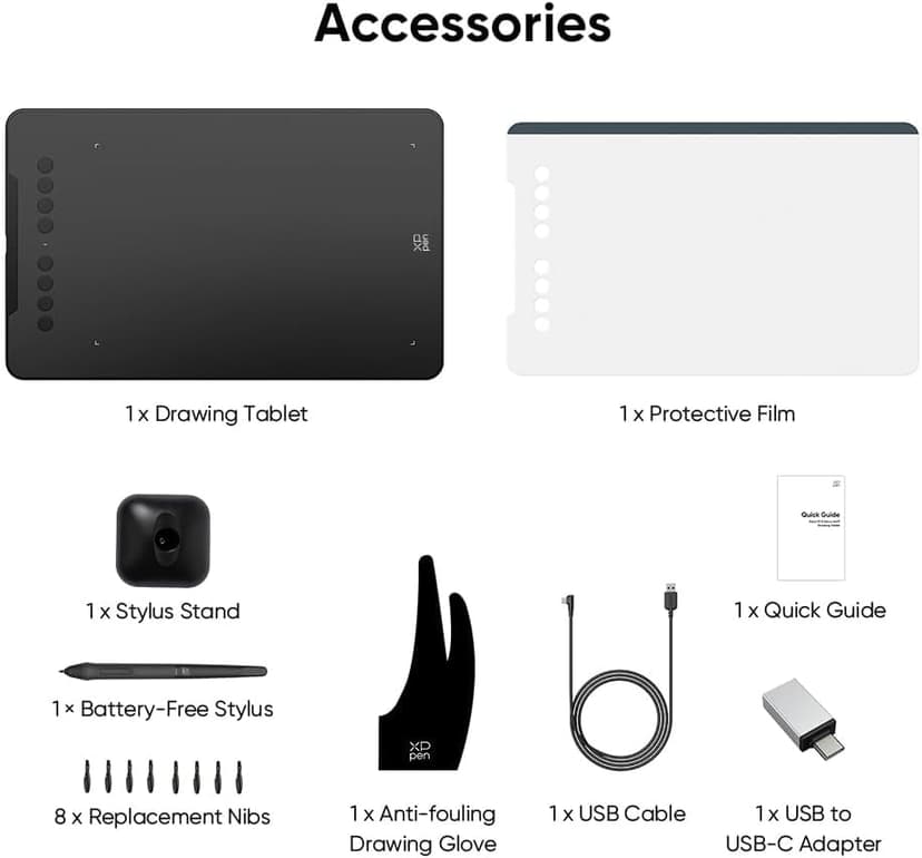 XPPen Updated Deco 01 V3 Drawing Tablet-16384 Levels of Pressure Battery-Free Stylus, 10x6 Inch OSU Graphic Tablet, 8 Hotkeys for Digital Art, Teaching, Gaming Drawing Pad for Chrome, PC, Mac, Android