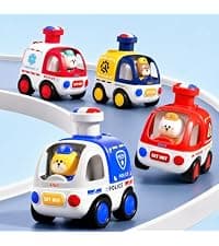 Infant Play Vehicle Set, Push Go Friction Car, Montessori Toy for 6-9-12-18 Months, 1st Birthday Gifts for 1-2 Years Old Girl iPlay, iLearn Baby Press to Go Car Toys for Toddlers 1-3, 1 Yr Old Boy Gift B0BTBV51KY
