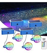 Solar Lights for Pools & Gardens - Waterproof RGB 16 Color Changing LED Lights (4Pack)