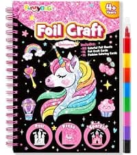 Mess-Free & No-Glue Activity,Kids Ages 4-10 Create 16 Sparkly Princess Unicorn Pictures,Halloween Toy & Birthday Gift for Kid FUNNYB&G Foil Art Craft Kit for Kids, Halloween Crafts Gift Toy for Kids B0DK6DYYD8