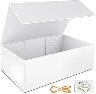 White Gift Box, 9.5x6x3'' Gift boxes for Presents with Lids Magnetic Closure Rectangle Collapsible for Bridesmaid Proposal Box, Wedding, Christmas, Halloween, Birthday Gift Packging