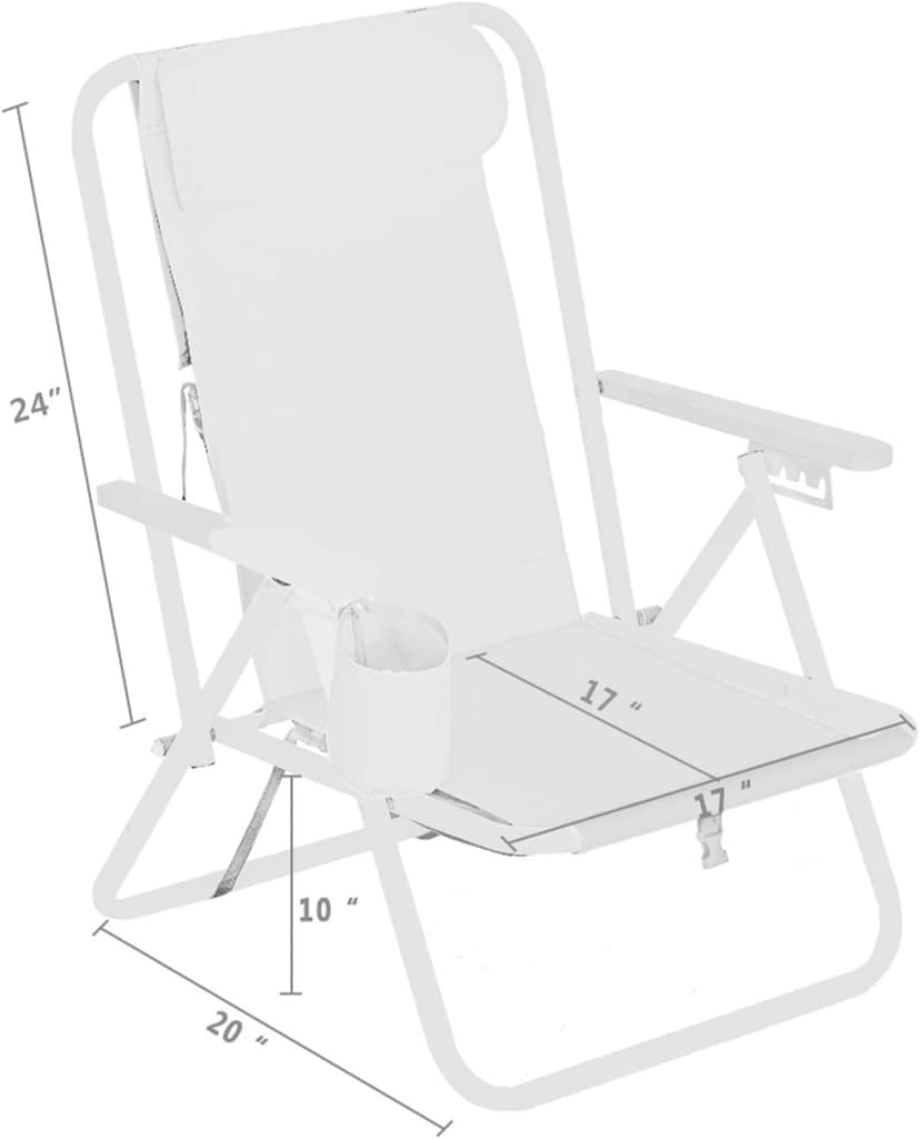 Generic Folding Beach Chair Camping Chair, Modern Style, Blue, Solid, Four Reclining Positions, Travel-Friendly Design, Plush Headrest, Wooden Armrests, Built to Last, Supports Up to 265 lbs