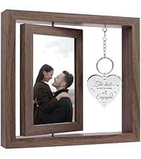 Wedding Gifts for Couples 2025,Rotating Floating Mr and Mrs Picture Frame,4x6 Rustic Picture Frame Engagement Gifts for Couples,Bridal Shower Gift for Bride to Be