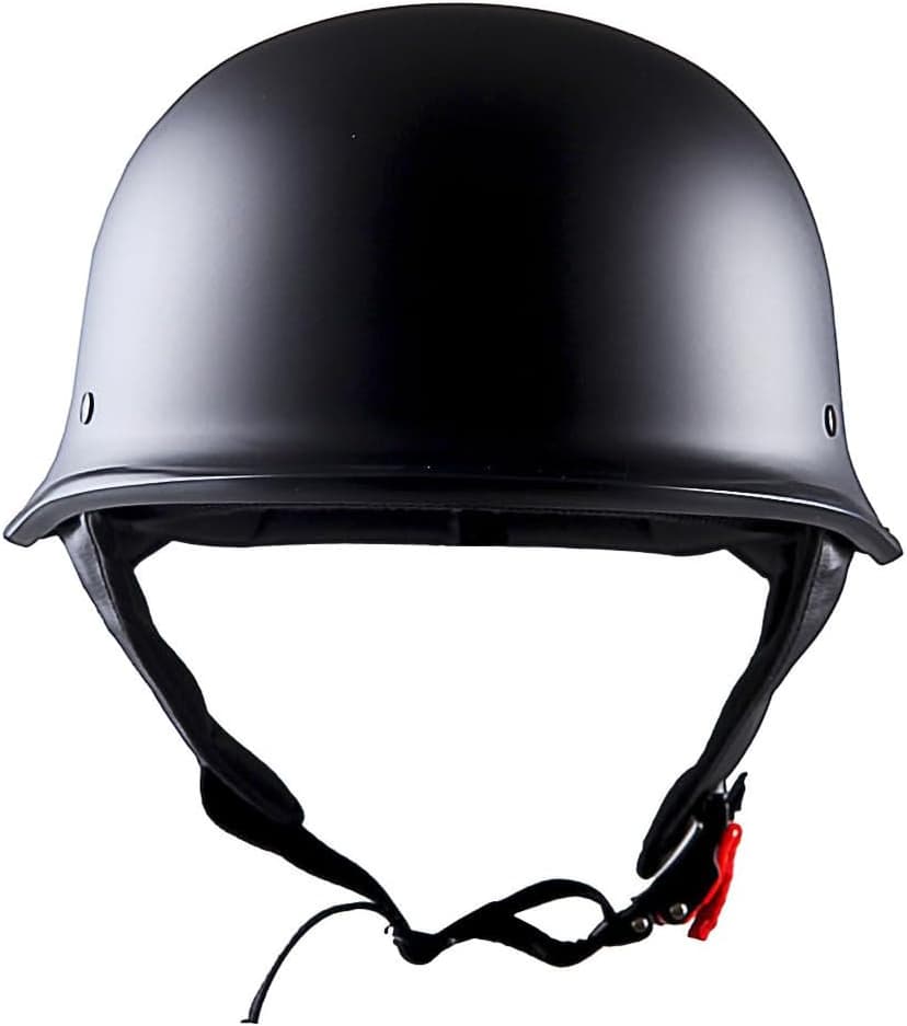 1Storm Novelty Motorcycle Half Face Helmet Open German Style DOT Approved: HKY602 Matt Black