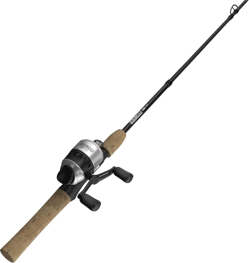 Zebco 33 Cork Reel and Fishing Rod Combo, Graphite Rod with Cork Handle, QuickSet Anti-Reverse Fishing Reel with Bite Alert, Black