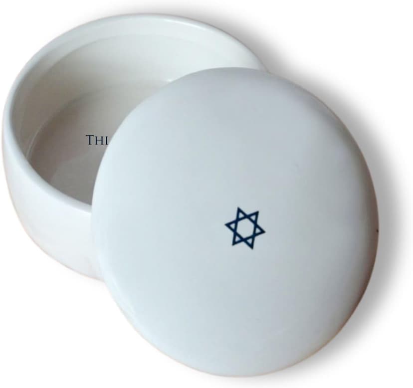 Bar Mitzvah or Bat Mitzvah Gift - Round Keepsake Box with Navy Blue Text B0G1NFCRJ5