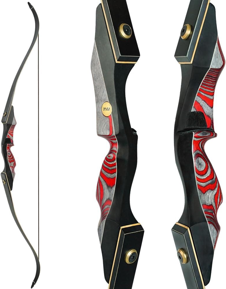 PMZ Recurve Bow and Arrow Set, Newset Professional Aldults Archery Hunting Bow Kit, 60'' Wooden Takedown Bow, for Youth Beginners to Advanced Outdoor Practice & Hunting, Right Hand, 20-60 lbs