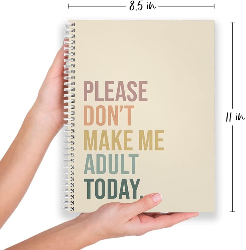 Gotcha Covered Notebooks Softcover No Adulting 8.5" x 11" Funny Spiral Notebook/Journal, 120 Checklist Pages, Durable Gloss Laminated Cover, White Wire-o Spiral. Made in the USA B09RQ75Z2J
