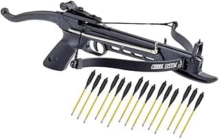 80lbs Self Cocking Hunting Pistol Crossbow with 15 Metal Arrows Black Cobra Limb