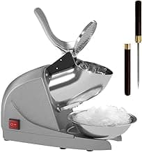 OKF Ice Shaver Prevent Splash Snow Cone Machine, Electric 3 Blades Shaved Ice Machine, 380W Ice Shaver Machine, 286lbs/hr Ice Crushers for Home Use, Ice Crusher with Free Ice Pick (Silver)