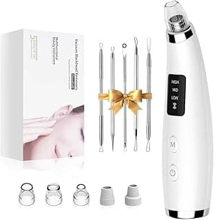 Blackhead Remover Pore Vacuum, Pore Cleaner for Face with 5 Attachments & 3 Suction Levels, USB Rechargeable Facial Blackhead Extractor Tool for Women & Men (Pearl White)
