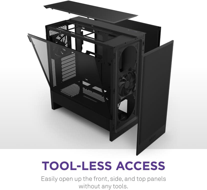 NZXT H5 Flow 2024 - Compact ATX Mid-Tower PC Gaming Case - High Airflow - 2 x 120mm Fans Included - 360mm Front & 240mm Top Radiator Support - Cable Management System - Tempered Glass - Black