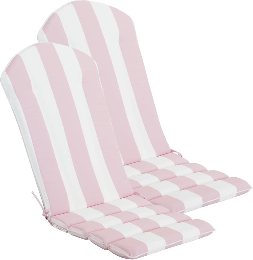COZYVIDA 50"x20" Adirondack Chair Cushions Set of 2,Outdoor Rocking Chair Cushions high Back,Water-Resistant,UV-Resistant 1000+ Hrs, with Adjustable Straps,Pink White Stripe