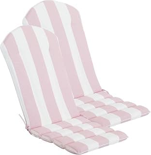 COZYVIDA 50"x20" Adirondack Chair Cushions Set of 2,Outdoor Rocking Chair Cushions high Back,Water-Resistant,UV-Resistant 1000+ Hrs, with Adjustable Straps,Pink White Stripe