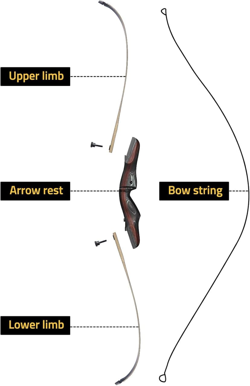 CVLIFE 62" Recurve Bow and Arrow Set for Adults and Hunter,30lb-50lb Right Hand Wooden Takedown Hunting Recurve Bow,for Beginners to Advanced,Outdoor Hunting and Target Practice