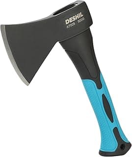 10” Outdoor Hatchet Forged Carbon Steel Heat Treated Hand Tool, Fiberglass Shock Reduction Handle with Anti-Slip Grip, Blue