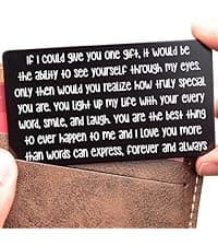 I Love You Card for Wallet – Surprise Gift for Him or Her - Voted Best Love Gift for Men or Women - Engraved, Durable, and Stays in Their Wallet Forever - Black Envelope Included