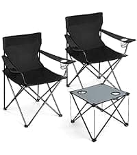 Joyfair Beach Camping Chair (2 Pack), Outdoor Folding Lawn Chair for Adult, Heavy Duty Portable Chair with Armrest for Outside Fishing, Sport, Cup Holder & Storage Pocket, Carry Bag (Blue, Classic)