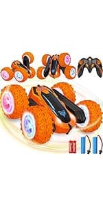 Remote Control Car, 2.4GHz RC Stunt Car, Double Sided 360° Rotating RC Cars with LED Headlight & LED Wheel, High Speed Off Road RC Crawler Xmas Gift for 3 4 5 6 7 8-12 Year Old Girls Toys (Pink)