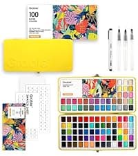 High Pigment Paints, Blendable Colors, Portable Travel Case, Painting, Sketching, Illustration, Beginner And Hobby Artists Grabie 50 Color Watercolor Paint Set with Brush Pens B0BJPQ3TKS